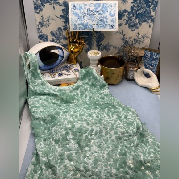 🆕 SIMKHAI 🧿 NWOT Bex Sequined Embellished Maxi Dress, Seafoam Green - Sz US 4 - Picture 13 of 15